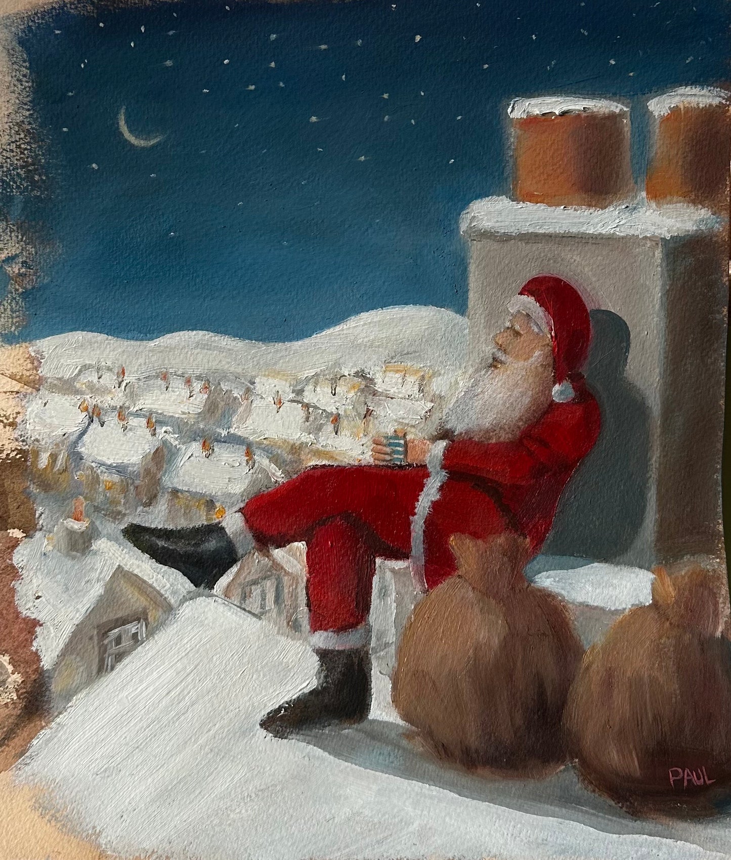 NEW 8 x Christmas Cards: Santa's Teatime